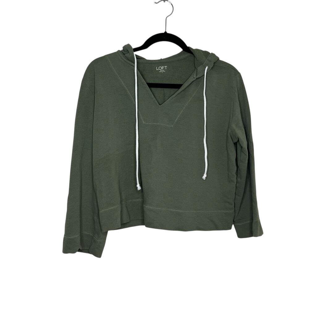 LOFT Outlet Green Cropped Hoodie Size Small